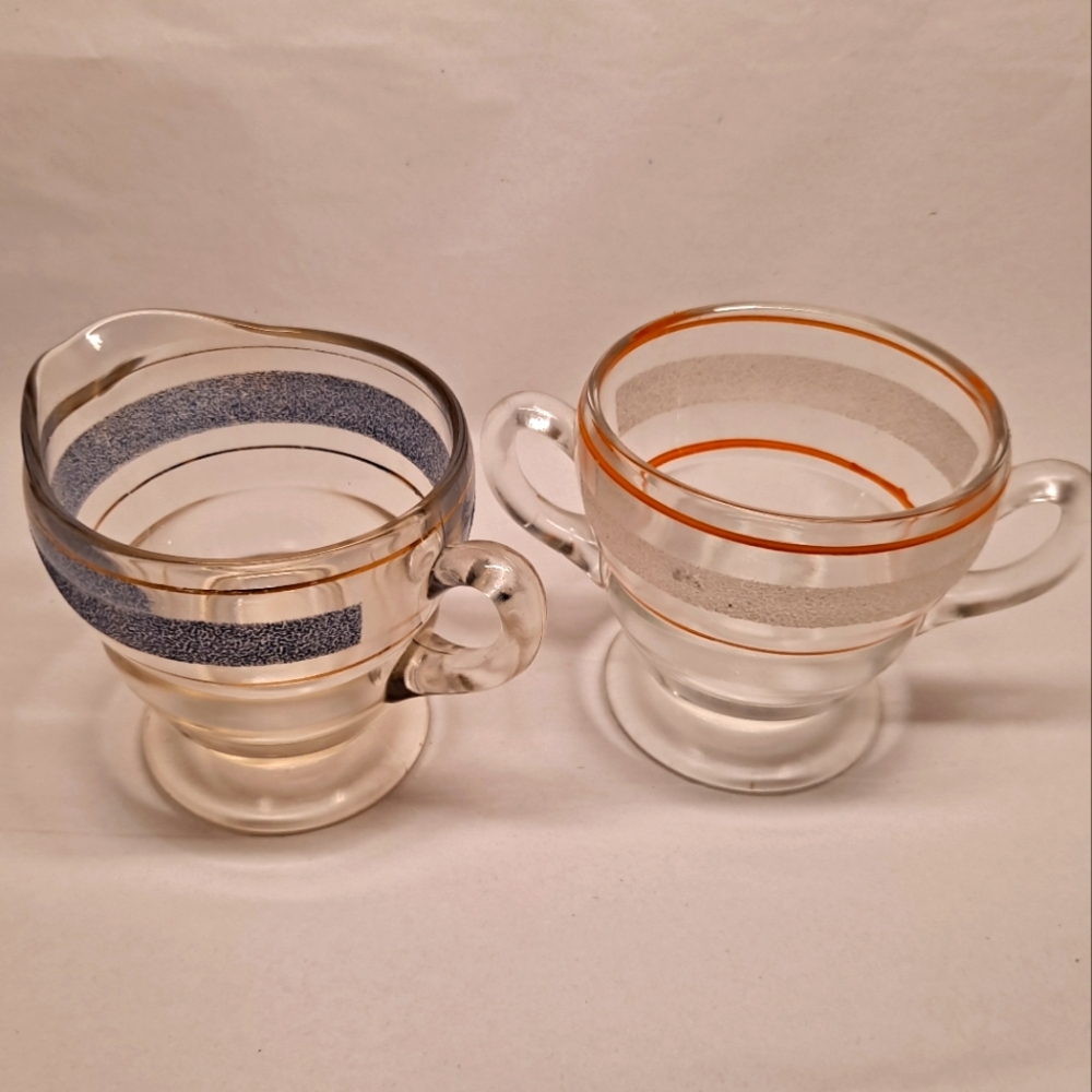 Bartlett-Collins Glass Creamer & Sugar Set